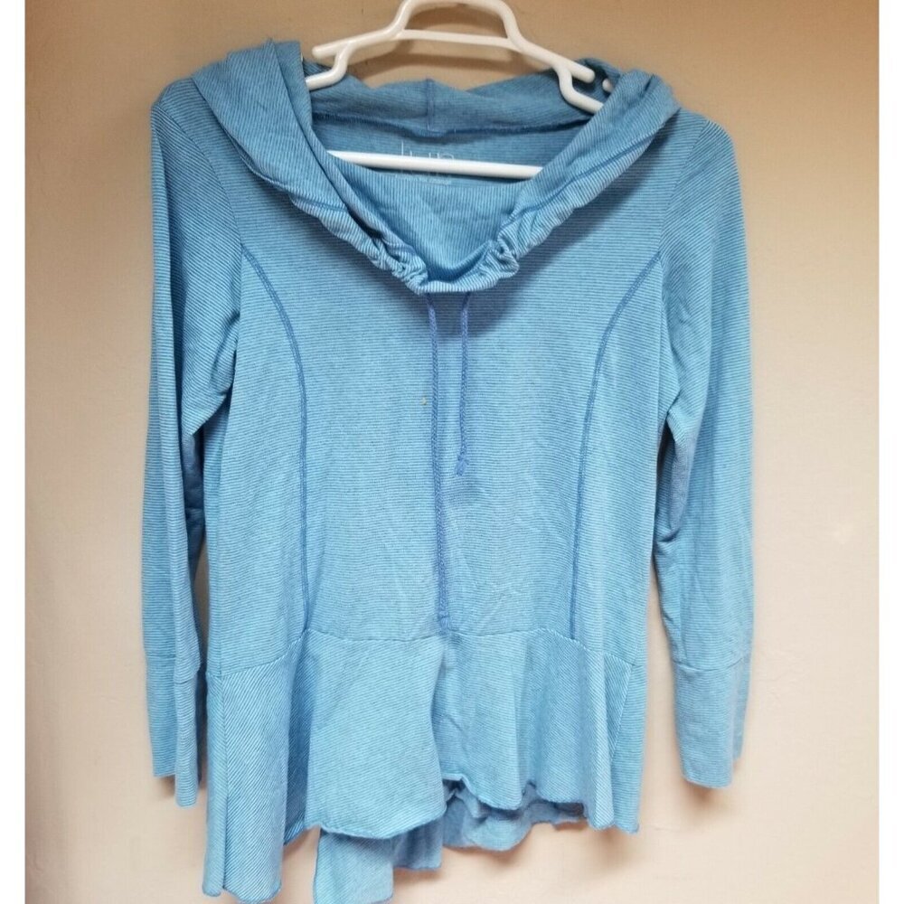 Lur. Fashion for Change Women's Medium Hoodie Sweatshirt Blue Striped Jacket